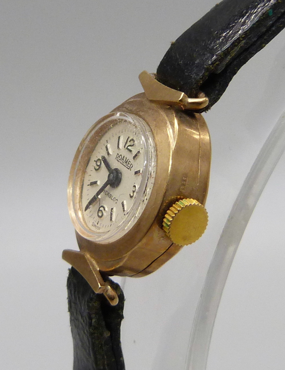 A lady's 9ct gold cased Roamer wristwatch and a 9ct gold bracelet strap, strap a/f and 6.7g - Image 2 of 4