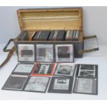 A collection of glass lantern slides with aviation scenes, technical information