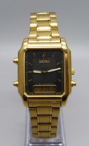 A 1980s Seiko alarm chronograph wristwatch