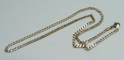 A 9ct gold chain, 6.7g, 45cm, (requires a new fastener)