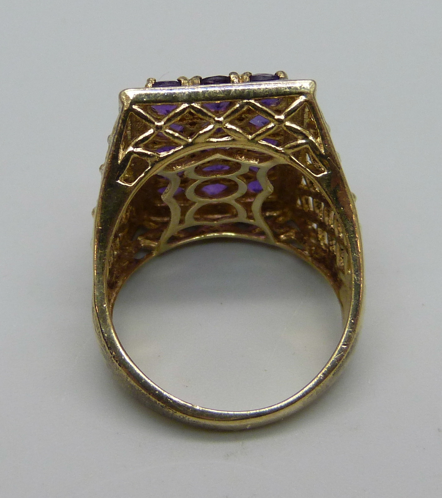 A silver gilt and amethyst cocktail ring, T - Image 3 of 3
