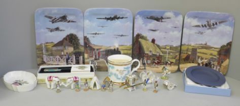 Davenport limited edition plates, a Buckingham Palace pen and mug, a Wedgwood Concorde dish and