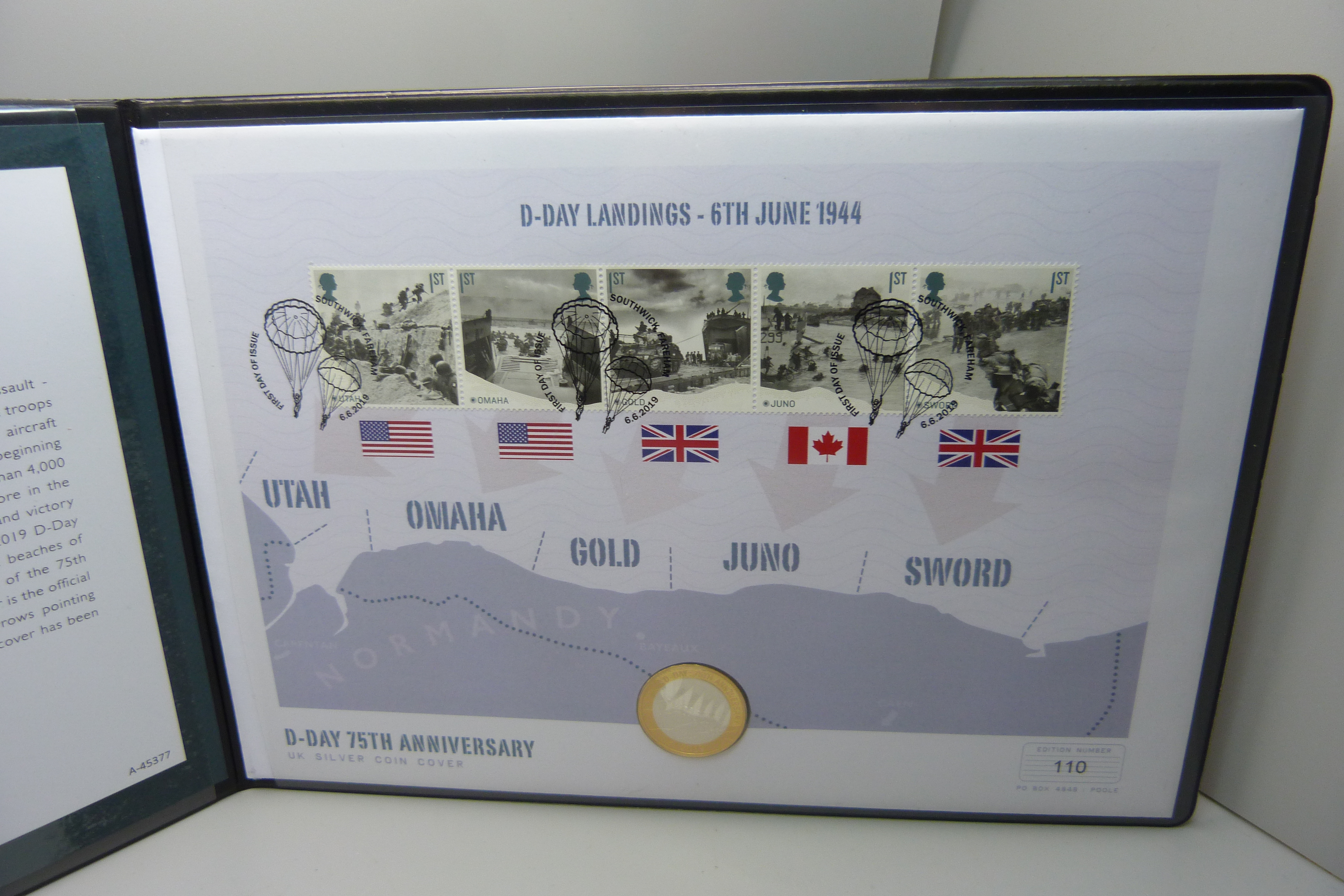 A D-Day 75th Anniversary UK silver coin cover - Image 2 of 3