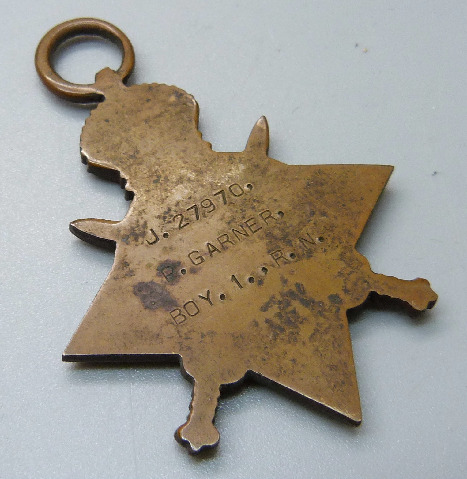 Medals; a trio of WWI medals to J.27970 P. Garner A.B. R.N., the Star marked BOY.1.,R.N., a Korea - Image 5 of 5