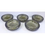 Five Whitefriars glass bowls
