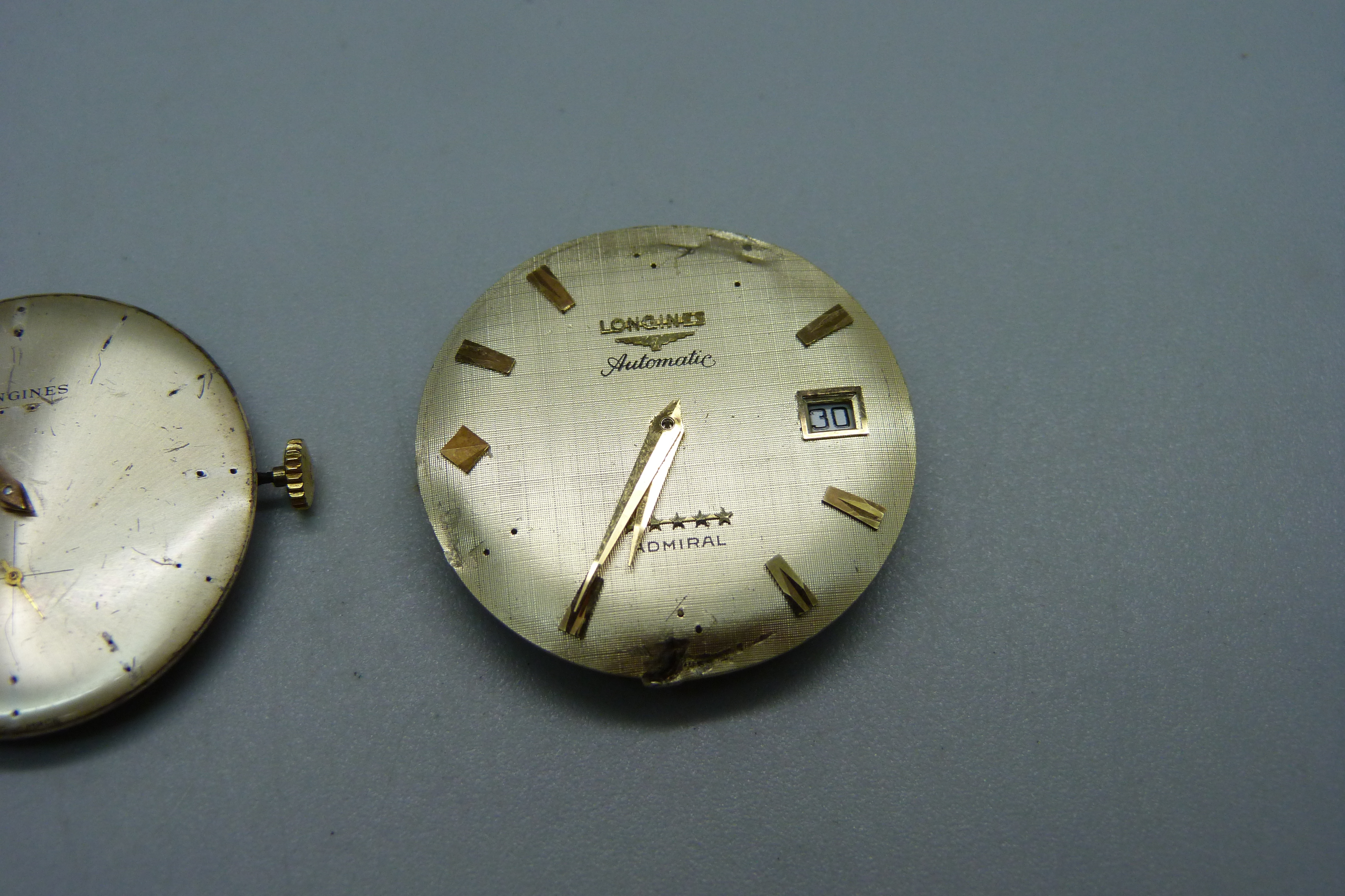 Two gentleman's Longines watch movements, one manual and one automatic, a/f - Image 2 of 4