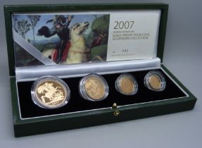The Royal Mint 2007 UK gold proof four-coin sovereign collection, no. 692