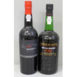 Two bottles of port; Cockburn's and M&S