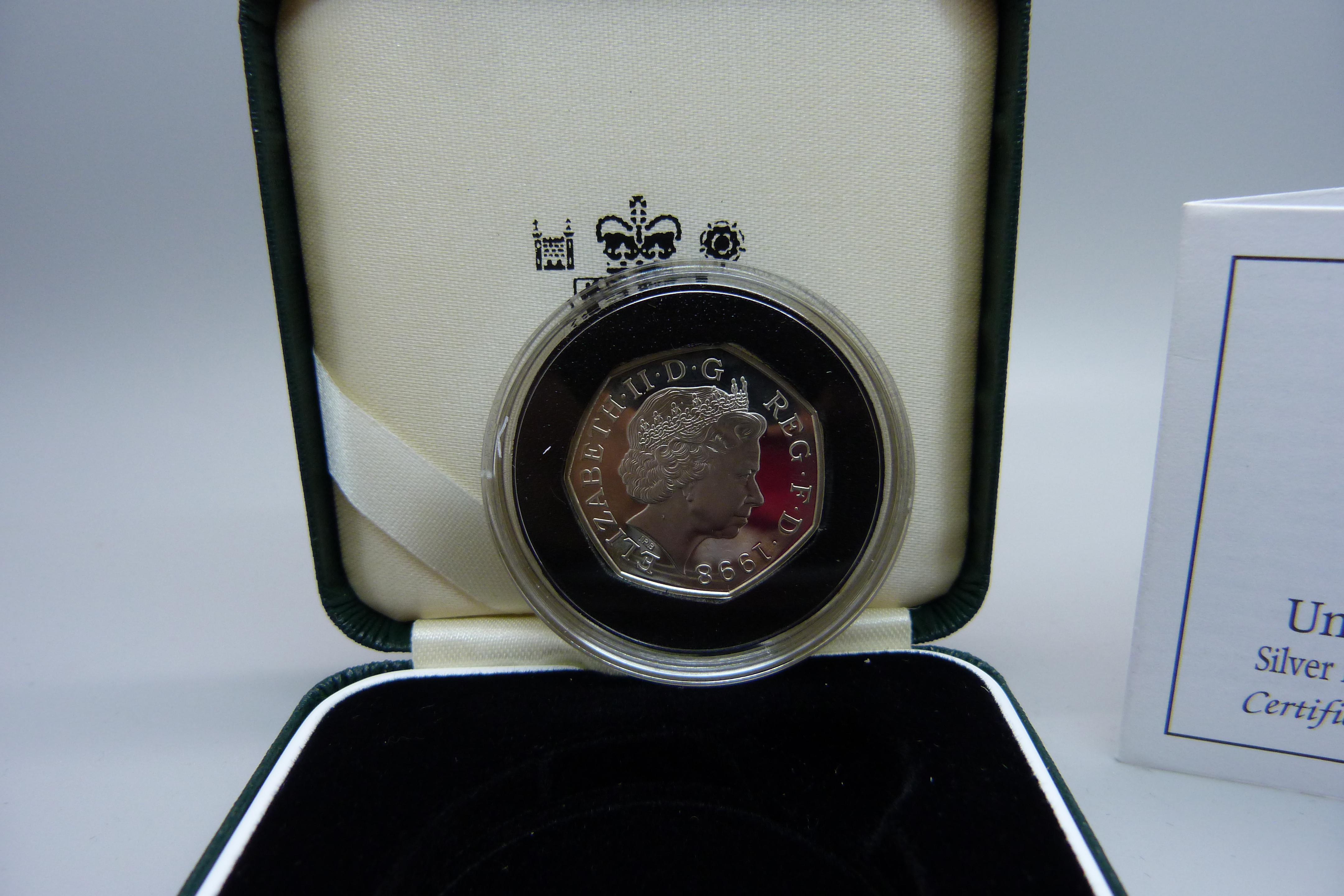 The Royal Mint UK Silver Proof Fifty Pence Coin, NHS 1948-1998 - Image 3 of 3