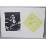 Pop music, a Roy Orbison autograph and clipping display