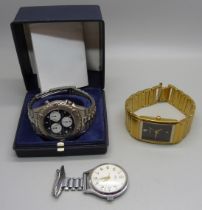 Two Accurist wristwatches and a Smiths nurse's watch
