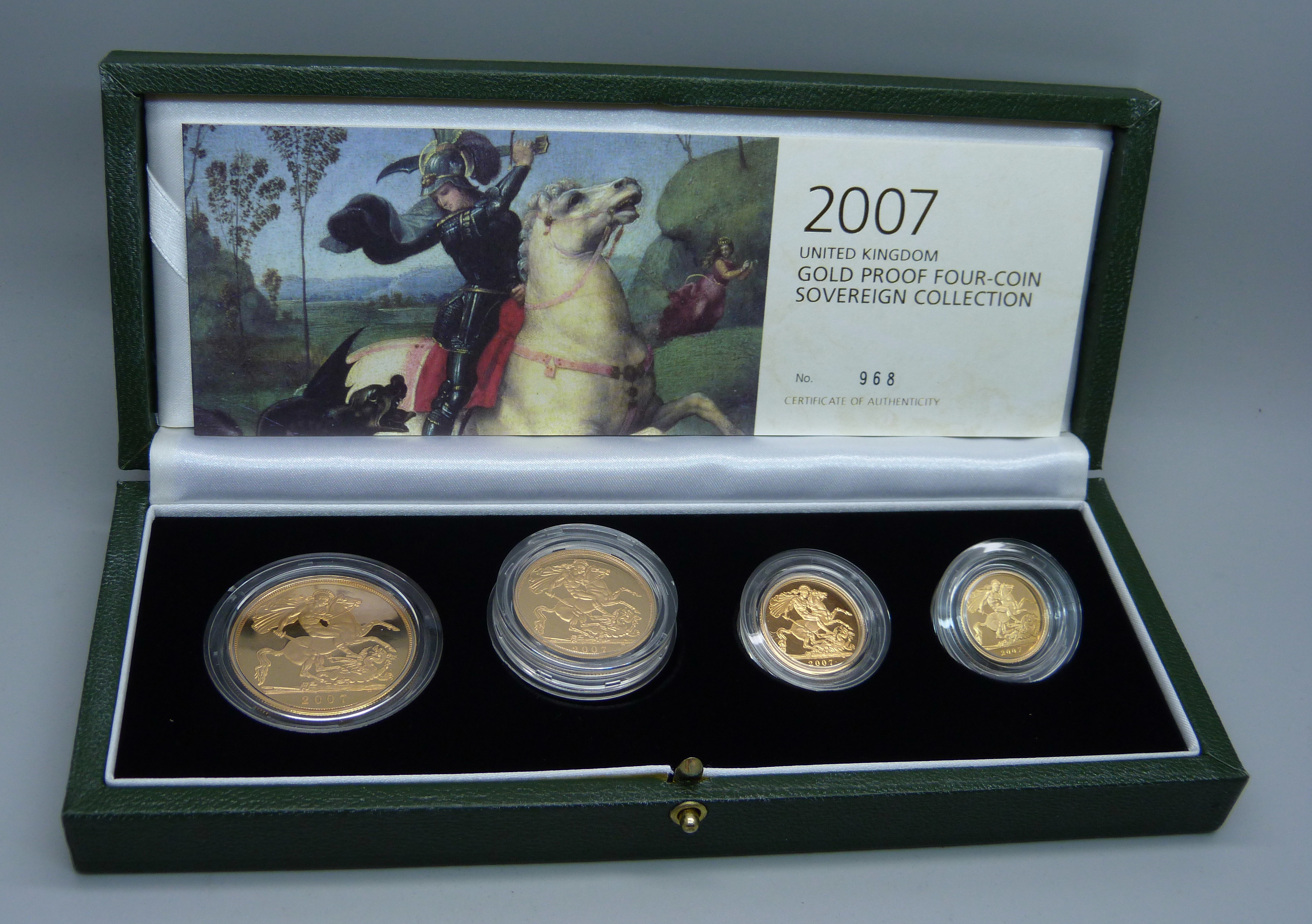 The Royal Mint 2007 UK gold proof four-coin sovereign collection, no. 968