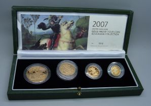 The Royal Mint 2007 UK gold proof four-coin sovereign collection, no. 968