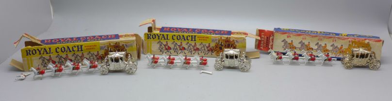 Three Royal coaches, two Benbros and one Lesney, two a/f