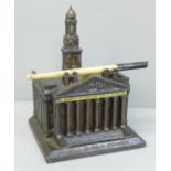 A Royal Exchange Assurance cast metal novelty inkwell
