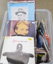 A box of approximately 150 1980s 7" singles, pop, rock, etc.