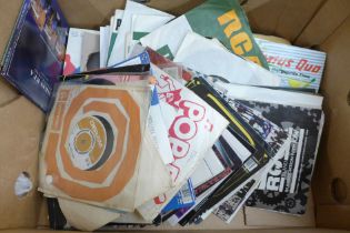 A box of over 110 rock 7" singles; Slade, Status Quo, Def Leppard, Quireboys, Adam and the Ants,