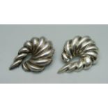 A large pair of silver earrings, 22g, approximately 35mm x 50mm