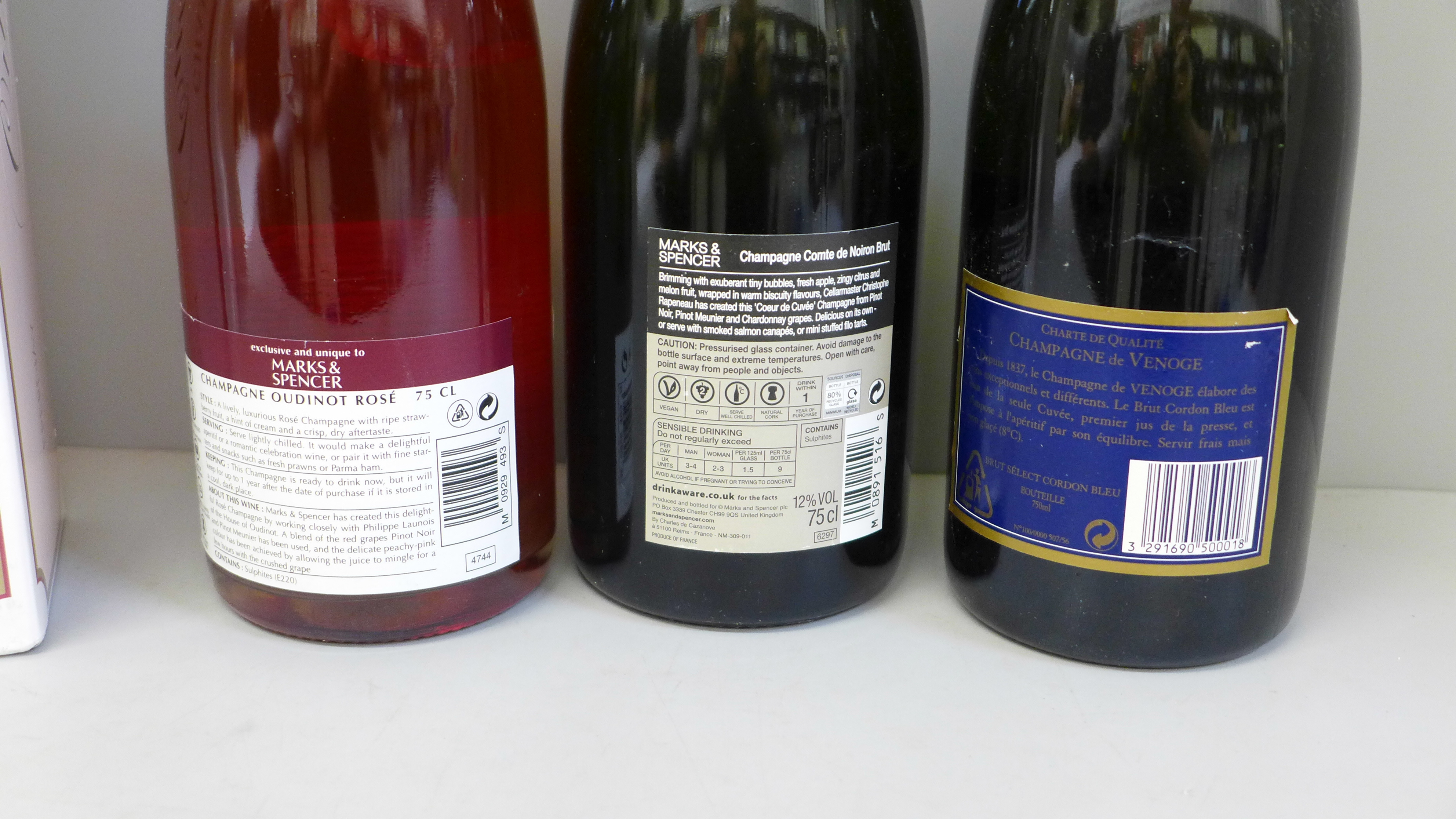 Three bottles of Champagne, Oudinot, Comte de Noiron and de Venoge - Image 2 of 2