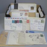 Stamps; a box of worldwide covers with postage due and other instructional markings