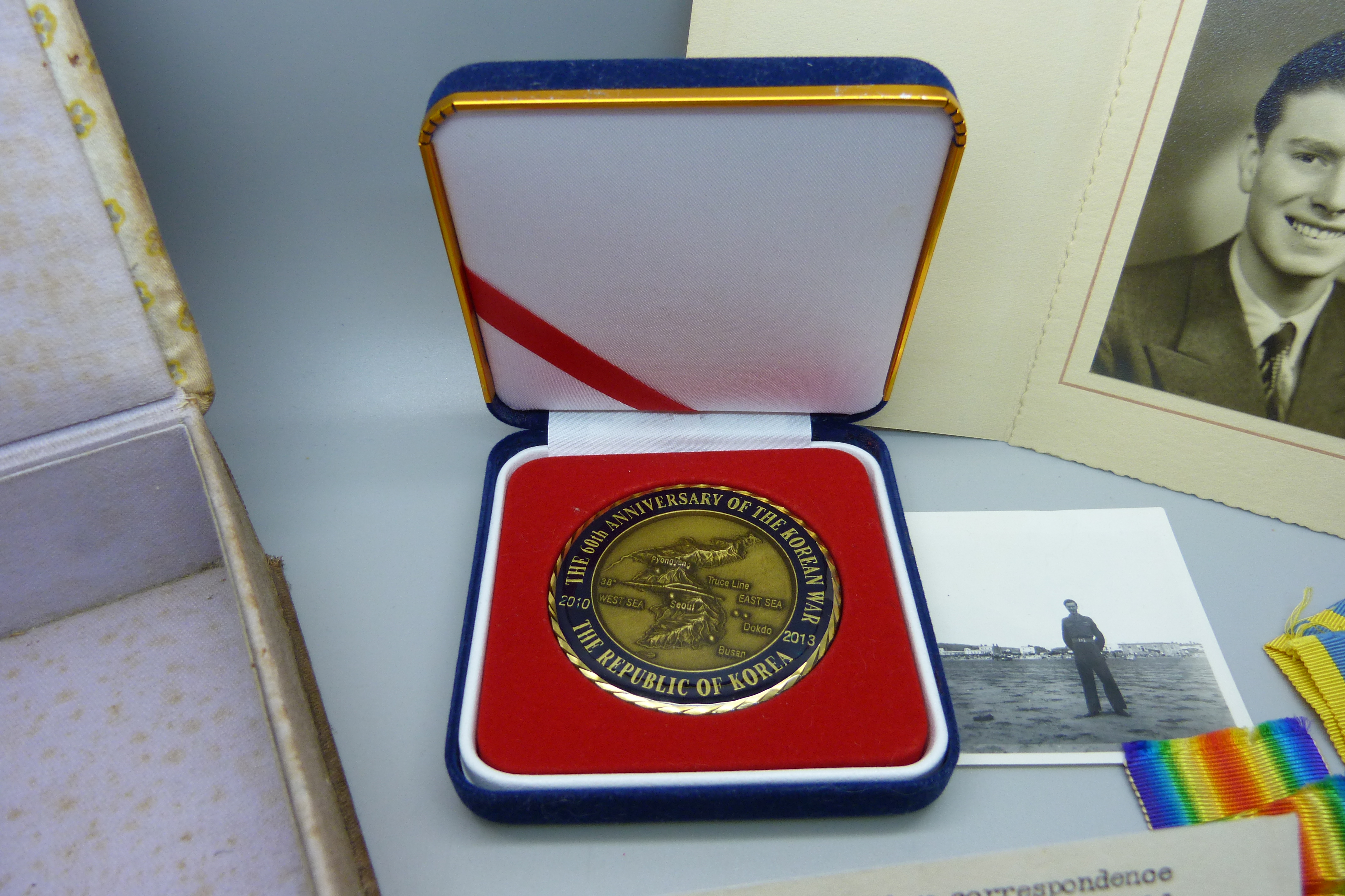 Medals; a trio of WWI medals to J.27970 P. Garner A.B. R.N., the Star marked BOY.1.,R.N., a Korea - Image 2 of 5