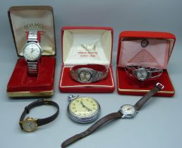 A lady's Omega wristwatch, a gentleman's Roamer wristwatch and other wristwatches