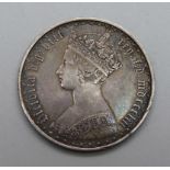 A Victorian Gothic one florin coin, 1853