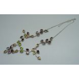 A silver and semi-precious stone set necklace