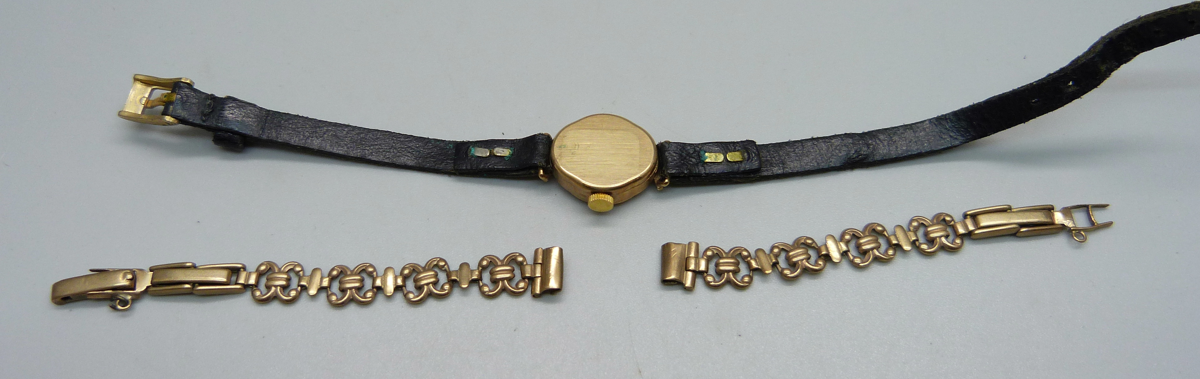 A lady's 9ct gold cased Roamer wristwatch and a 9ct gold bracelet strap, strap a/f and 6.7g - Image 4 of 4