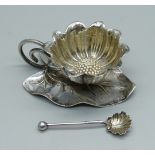 A Victorian silver salt with matching spoon by George Unite, Birmingham 1896, 31g