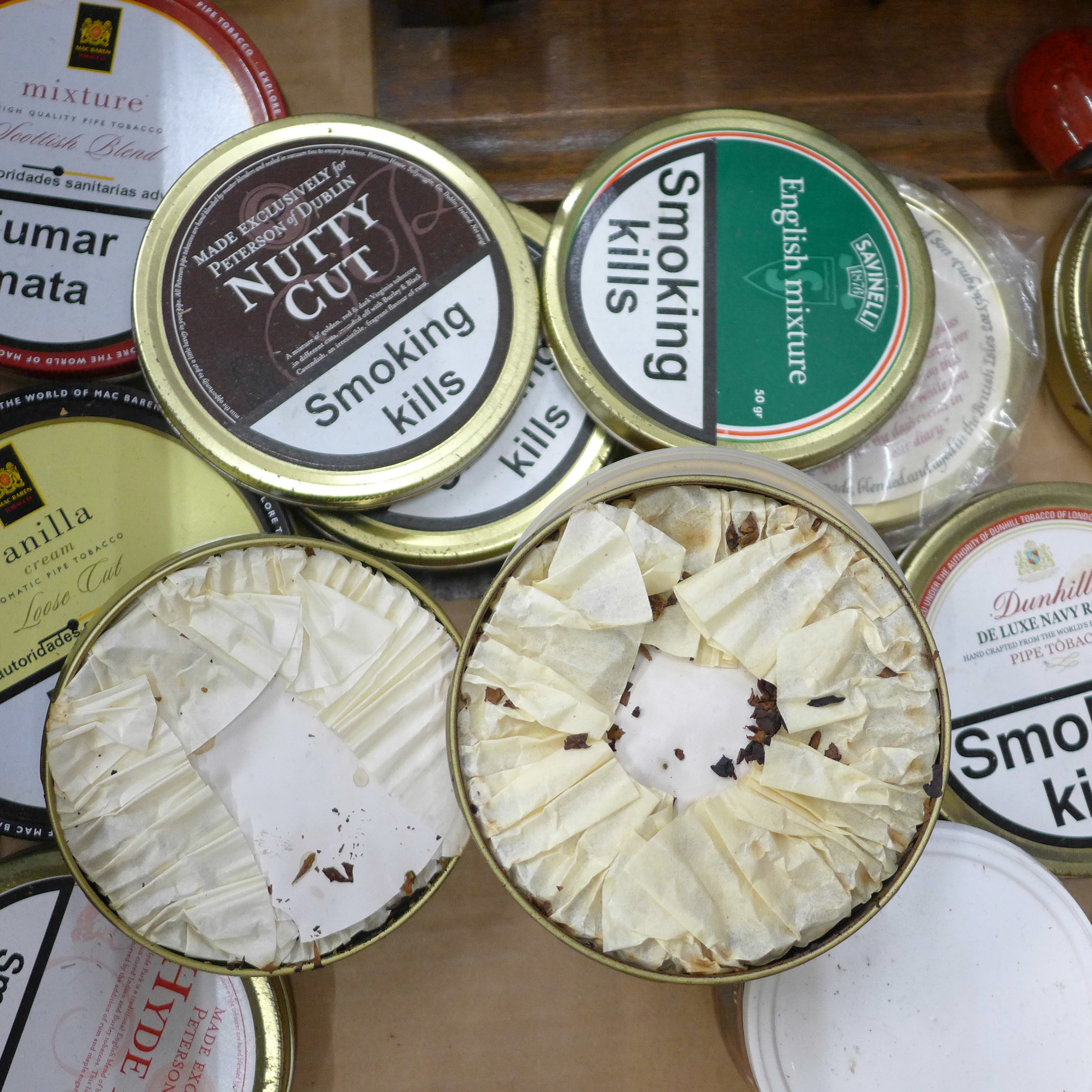 A collection of fourteen tins of pipe tobacco, a rack and two pipes - Image 2 of 2