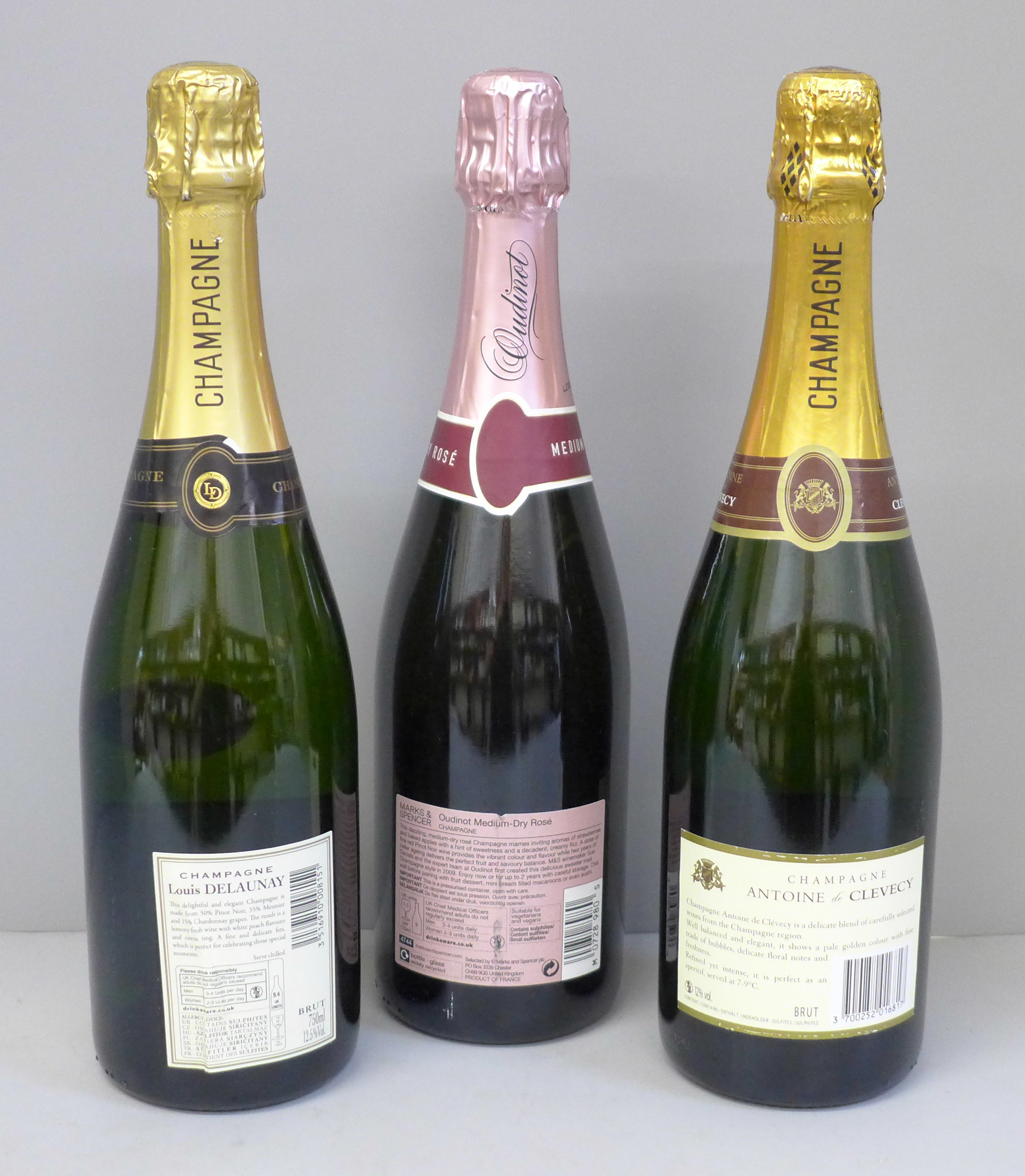 Three bottles of Champagne, Oudinot, Antoine de Clevecy and Louis Delaunay - Image 3 of 3