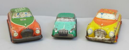 Three Glamorgan Toy Product tin plate Glam Cars
