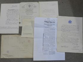 Ephemera relating to the award of an OBE to Captain Fred Trinick