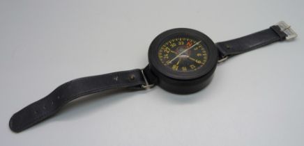 A German WWII Luftwaffe pilot's AK39 wrist compass, no. 60349