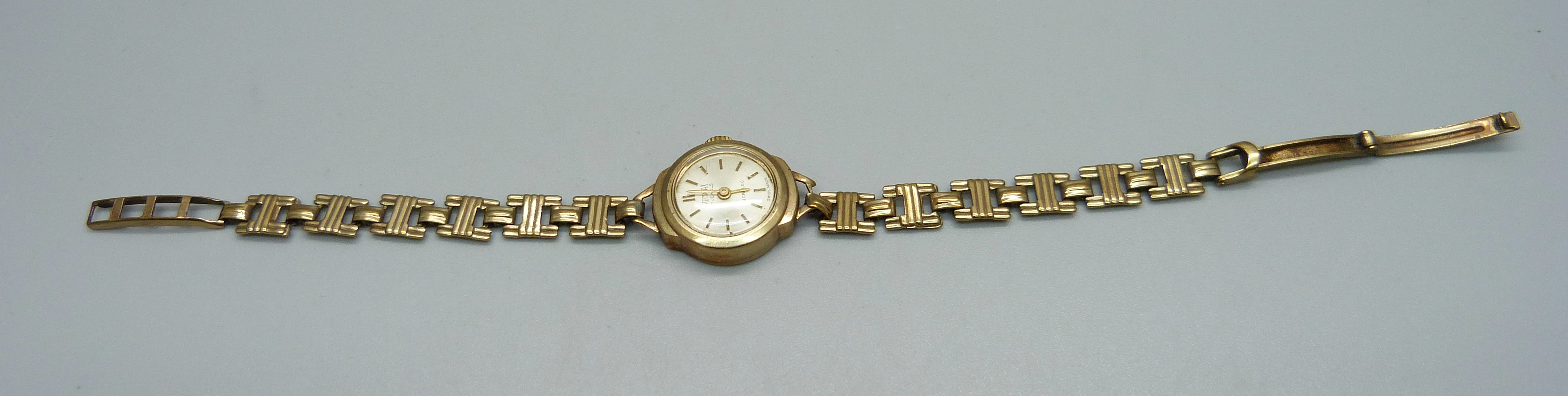 A lady's 9ct gold Precimax wristwatch on a 9ct gold strap, total weight with movement 12g, boxed - Image 5 of 5