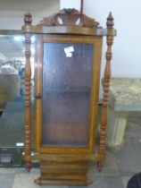 A 19th Century inlaid walnut wall clock case, converted to a cabinet