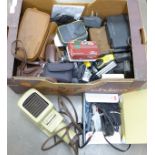 A box of cameras, a slide projector, camera accessories, etc. **PLEASE NOTE THIS LOT IS NOT ELIGIBLE