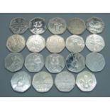 Nineteen collectable 50p coins including eight Beatrix Potter, two Paddington, etc.