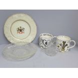 Two Wedgwood of Etruria oversized mugs, Silver Jubilee 1977 and Prince Charles Investiture 1969, a