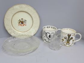 Two Wedgwood of Etruria oversized mugs, Silver Jubilee 1977 and Prince Charles Investiture 1969, a