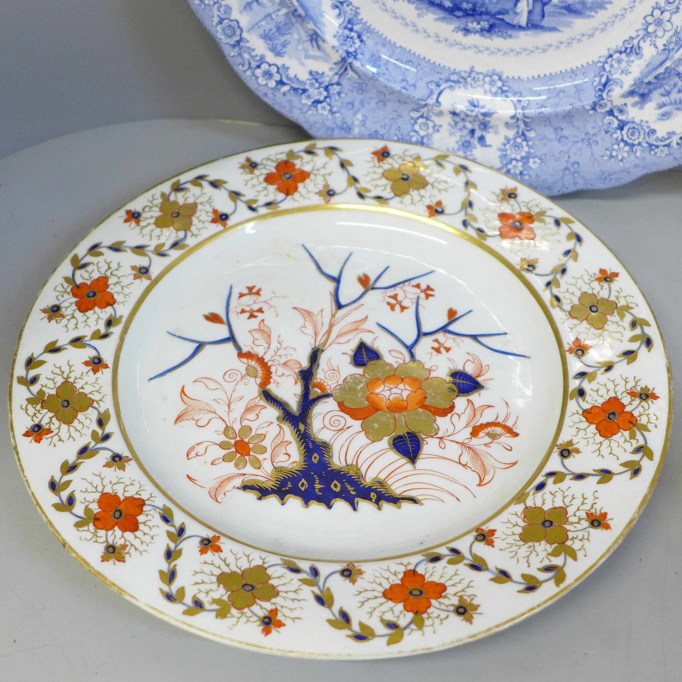An 18th Century Chinese porcelain plate, Crown Derby plate and creamware plate and two 19th - Image 6 of 8