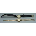 A lady's 9ct gold Certina wristwatch with 9ct gold bracelet strap, total weight 13g, and a lady's