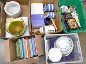 Five boxes of china and household items and a box of annuals **PLEASE NOTE THIS LOT IS NOT