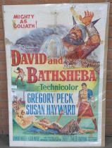 A film poster, David and Bathsheba, starring Gregory Peck and Susan Hayward, 1950s, a/f