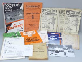 Football; Preston North End 1940's programmes (14) and annuals, A Tom Finney book, etc.