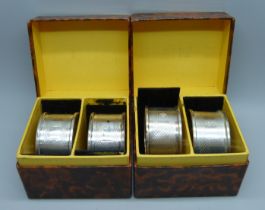 A set of four silver napkin rings, numbered 1-4, Birmingham 1956, 48g