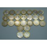 Twenty-five collectable £2 coins including four Your Country Needs You, four London Underground, one