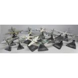 Fourteen Atlas Editions model aircraft on stands (some a/f)