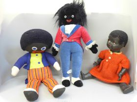 Two soft toys and a black doll - (These items are listed on the basis they are illustrative of a